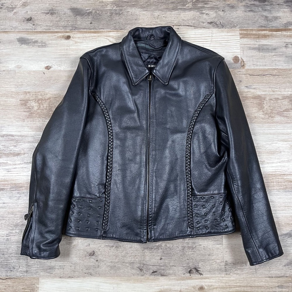 XElement Leather Motorcycle Jacket Womens L Advanced Gear Zip Out Liner